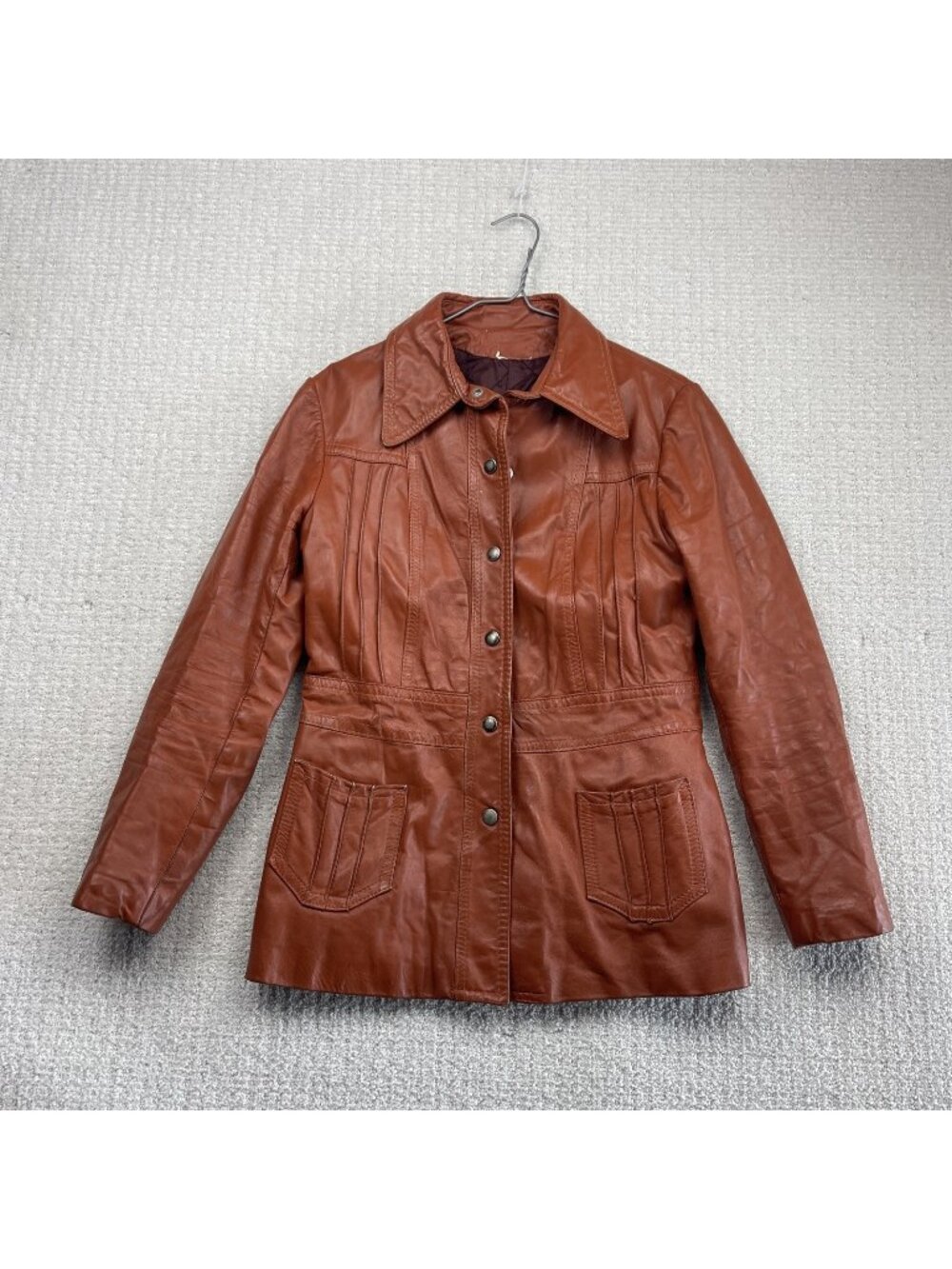 Vintage 70's Leather Jacket Rust / Cognac Brown Canada Made Western Boho Read